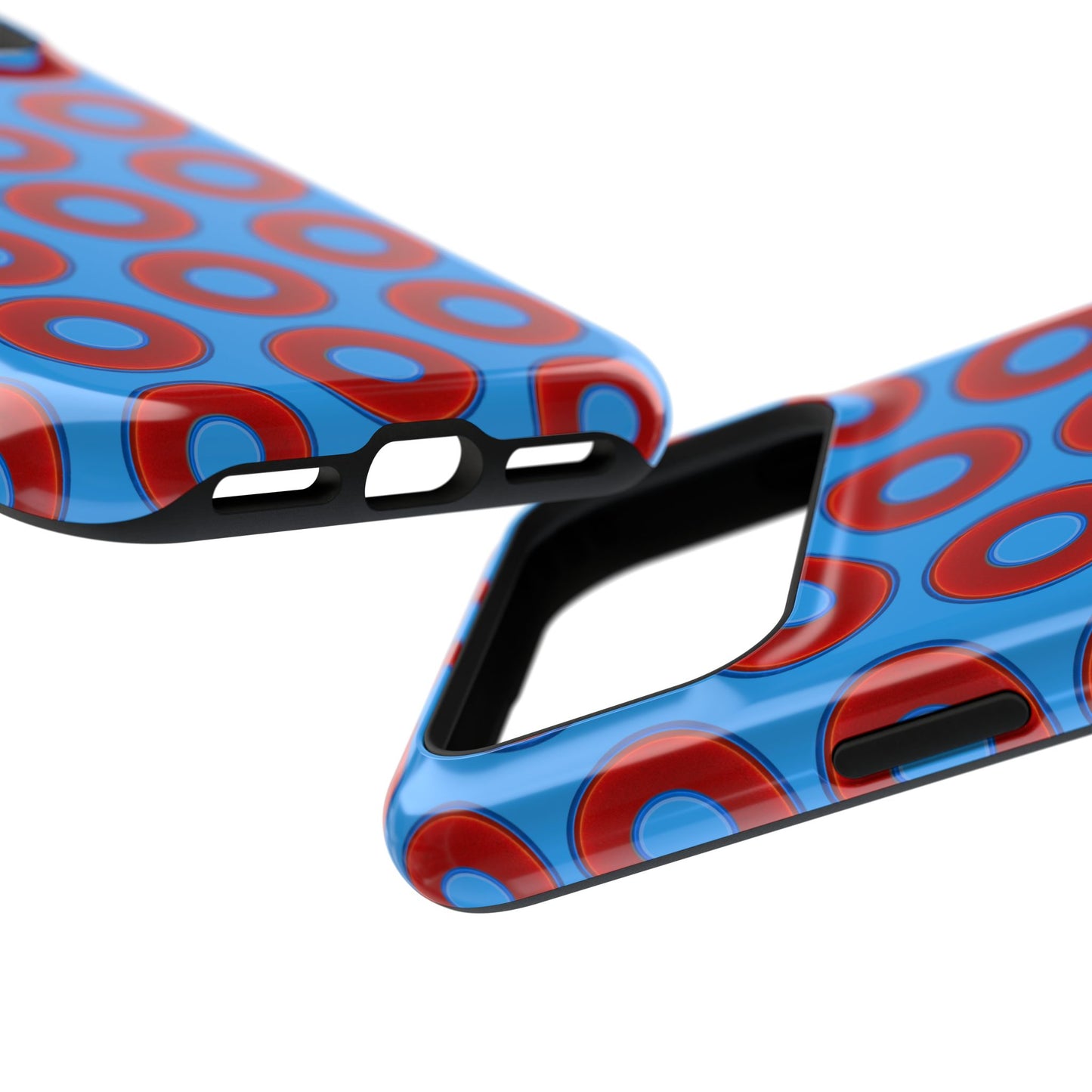 Impact-Resistant Lumpy Donut Case - red vivid donut print w/sky royal blue background