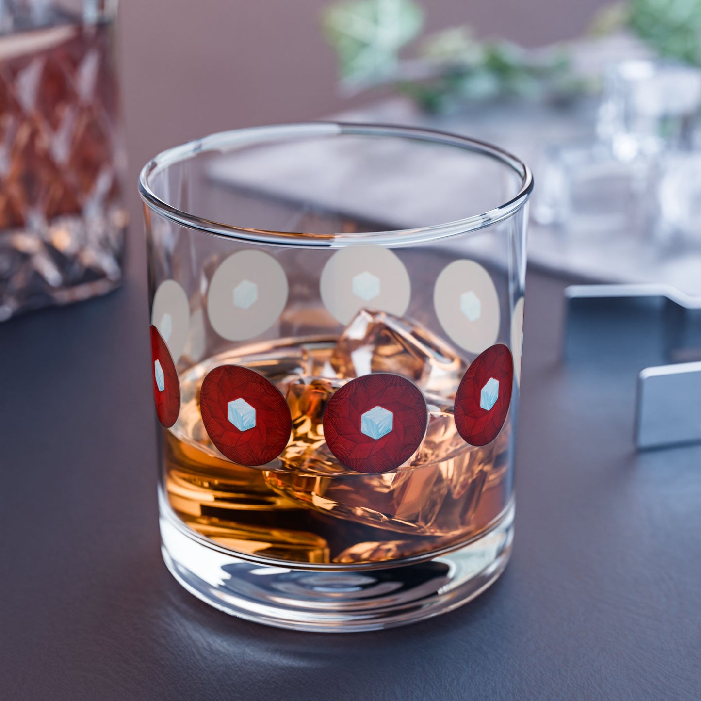 10oz Lumpy Rock Glass - "It's Ice... Cube's Rock Glass" - variant 1 - red cubed donut