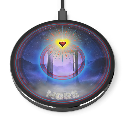 The Flow - Wireless Lumpy Donut Chargers - "The More Charitable Wireless Donut Charger" - vivid black/blue pic donut w/black background - [*charitable donut]