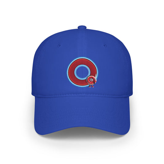 Lumpy Donut Baseball Cap - "My Phriend The Donut's Cap" - variant 2 - red/blue rustic donut w/