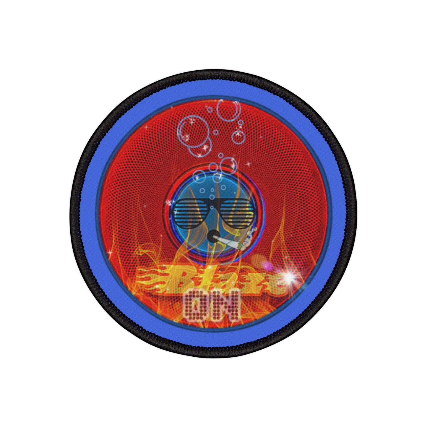 Iron-On Donut Patch - "Blazed Donut Pat" - red phatty donut