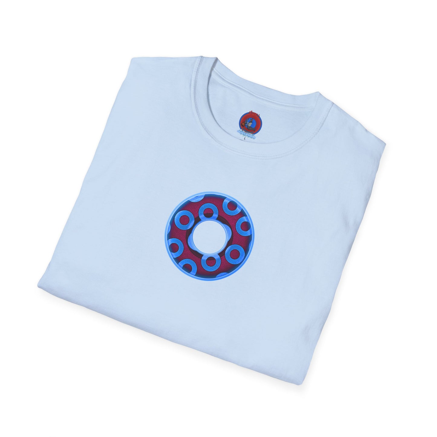 Plain Donuts/Unisex Soft-Style - "Plain Rustic Paradoxical Donuts" - light blue/burgundy donuts