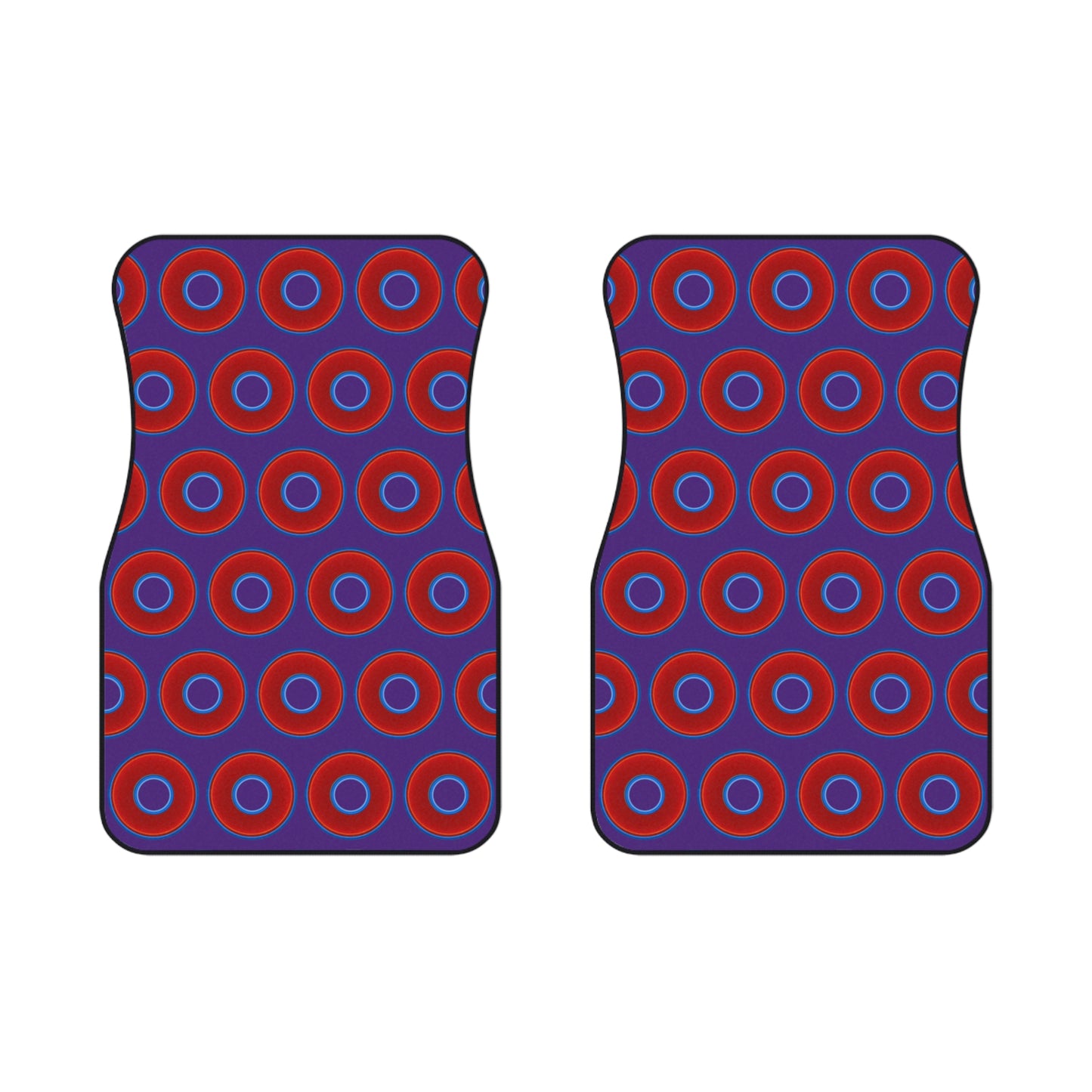 Contacted Car Mats - Set of 2/Front - vivid donut print w/purple background