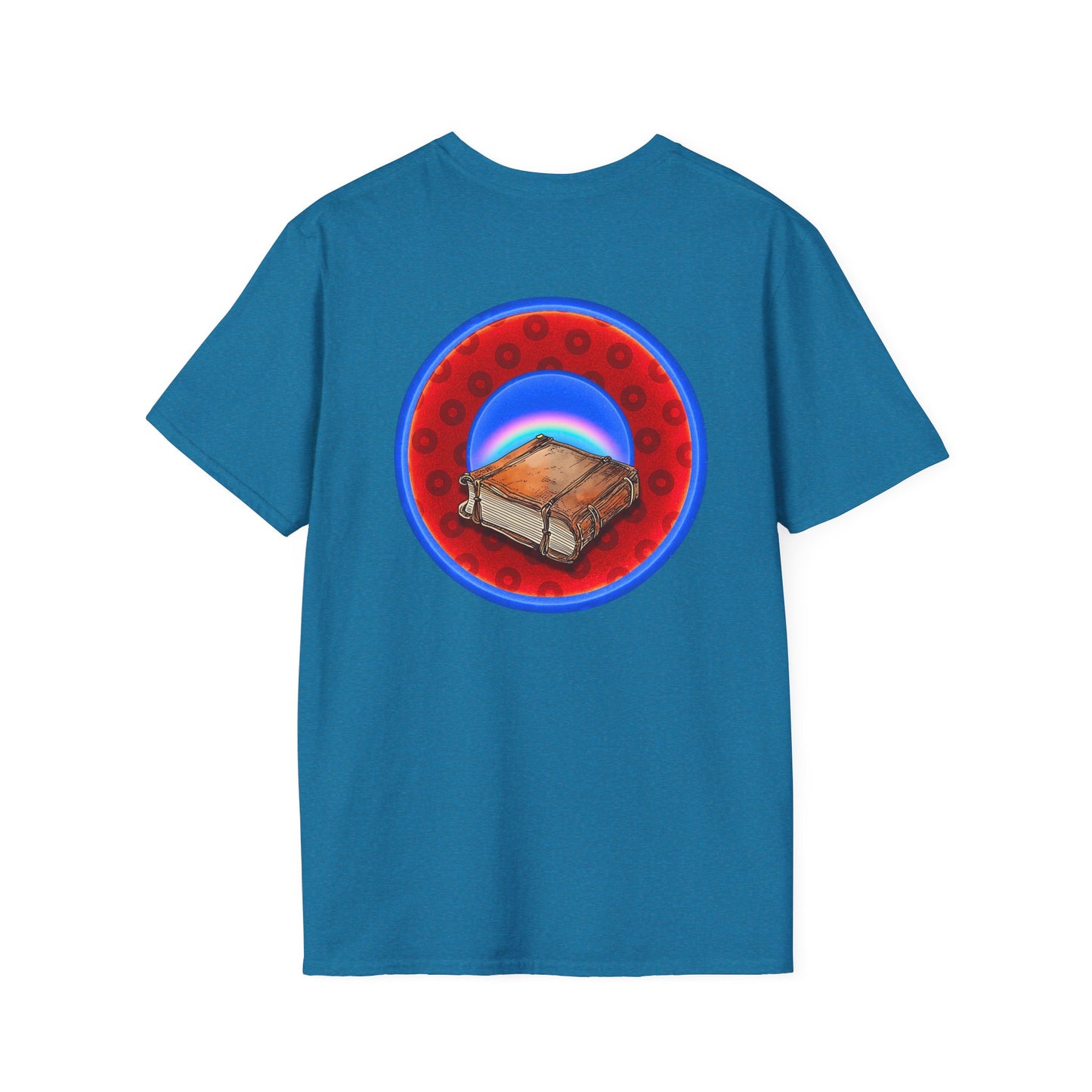 Classic Donut Tee - Unisex Soft-Style - "Read the F'ing Donut Book" - paradoxical widemouthed red/blue donut - variant 2