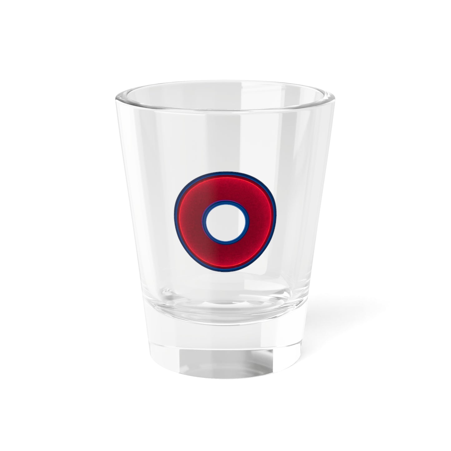Bad Fishy Too - "Plain Vivid Dark Red/Dark Blue Donut" - Shot Glass, 1.5oz