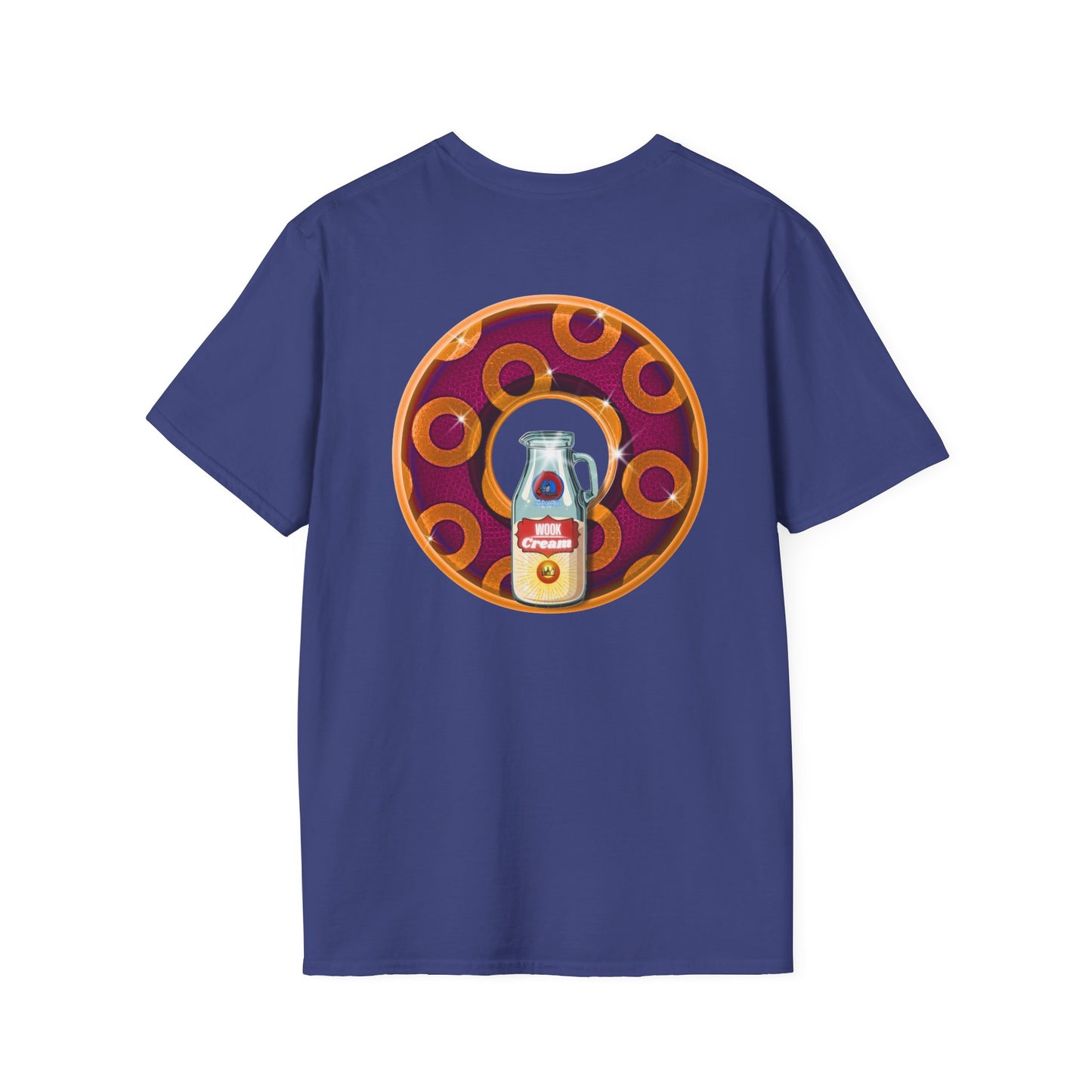Classic Donut Tee - Unisex Soft-Style - "Princely Wooked Cream - YEMSG Donut " - burgundy/orange rustic paradox donut - variant 1