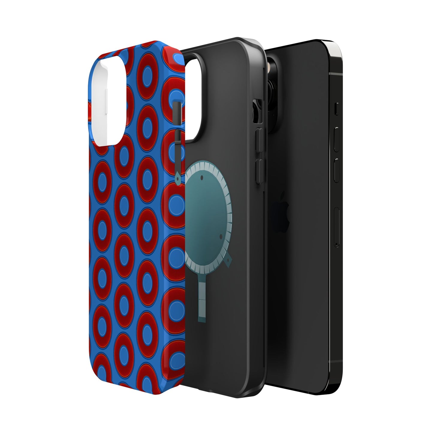 Magnetic Tough Donut Case - red vivid donut print w/light royal blue background