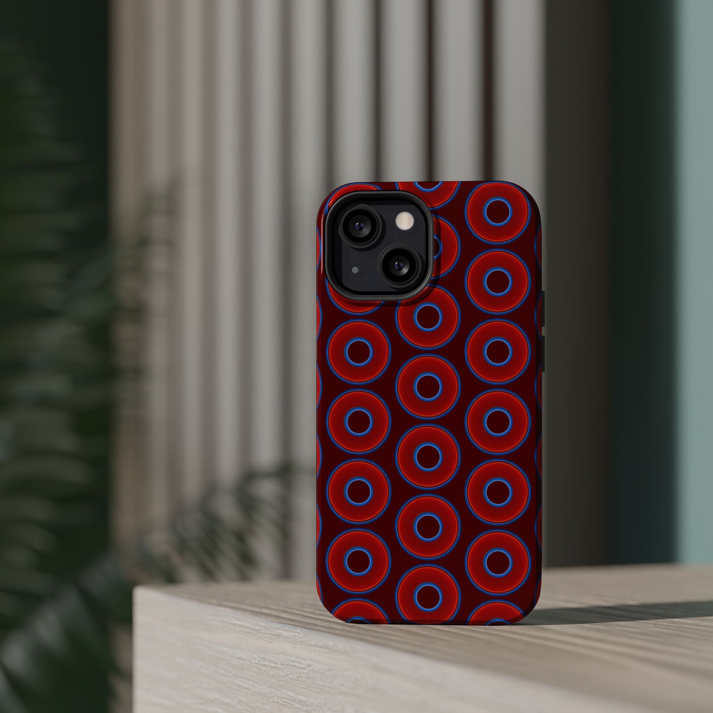 Magnetic Tough Donut Case - red vivid donut print w/dark red background