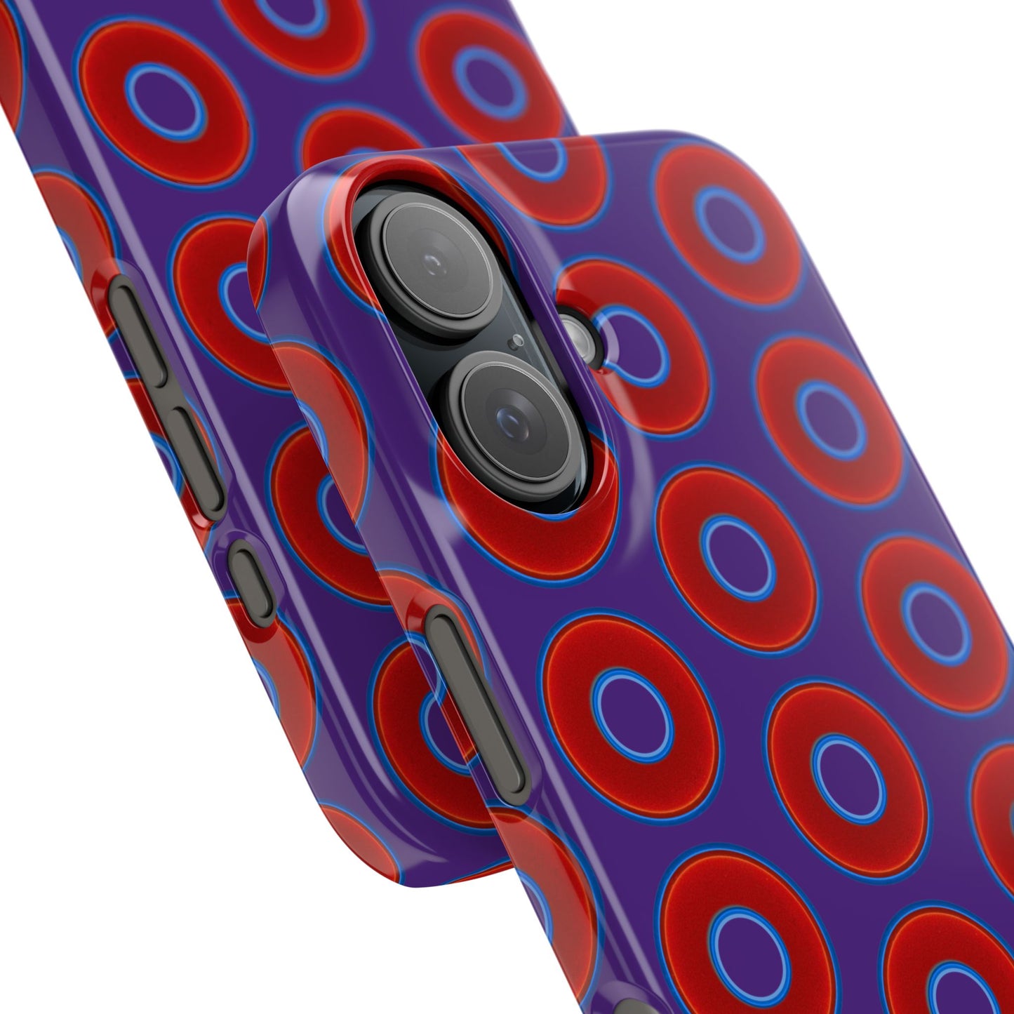 Lumpy Donut Snap Case - red vivid donut print w/dark purple background