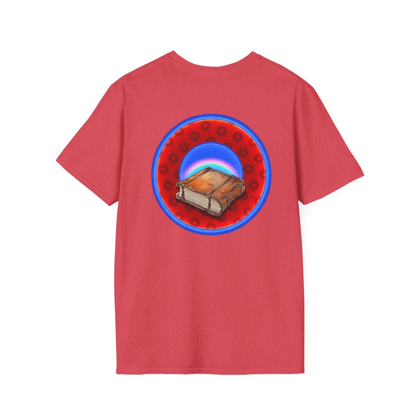 Classic Donut Tee - Unisex Soft-Style - "Read the F'ing Donut Book" - paradoxical widemouthed red/blue donut - variant 2