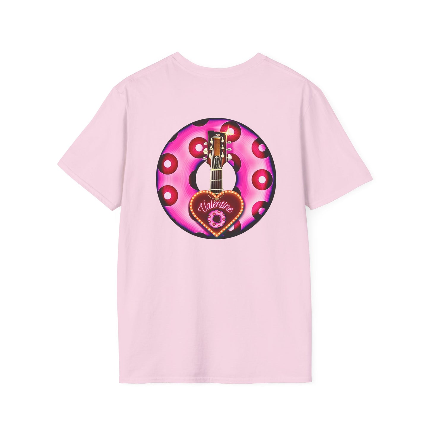 Classic Donut Tee - Unisex Soft-Style - "Would You Be My Donut?" - paradoxical bubblegum pink/red donut - variant 2