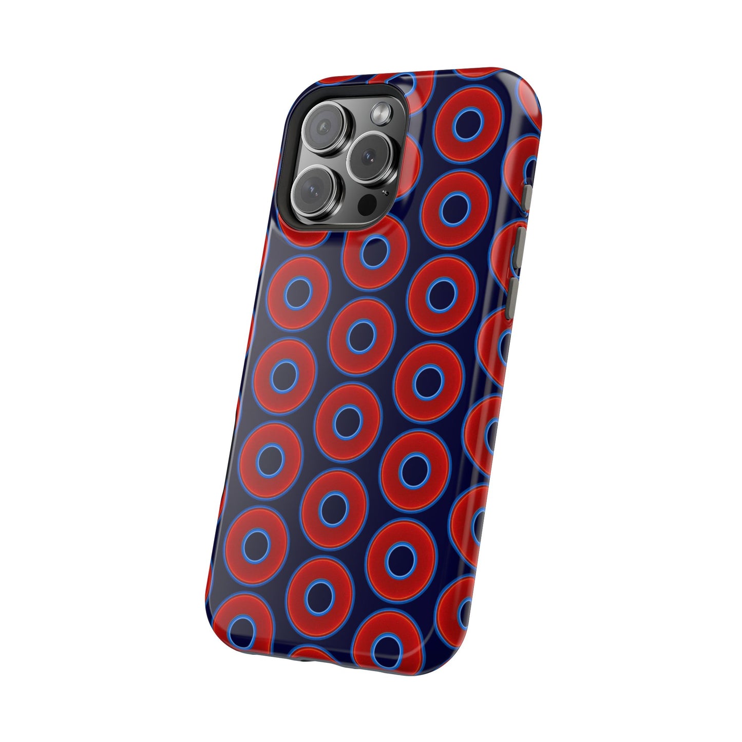 Magnetic Tough Donut Case - red vivid donut print w/midnight blue background