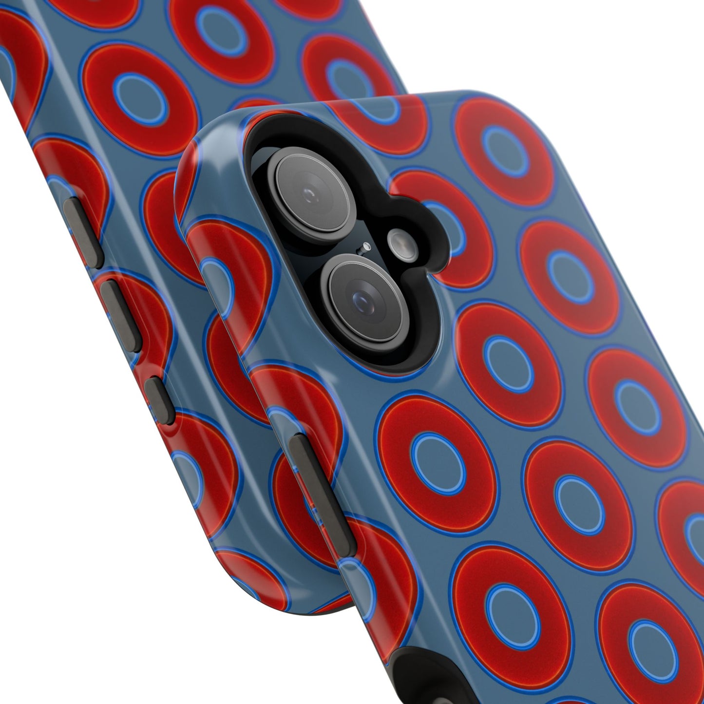 Magnetic Tough Donut Case - red vivid donut print w/steel blue background