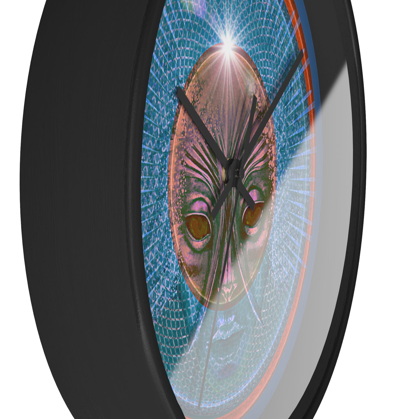 Lumpy Wall Clock - "Conjurers of Awesome" - variant 2 - rustic red/blue donut w/light navy blue background