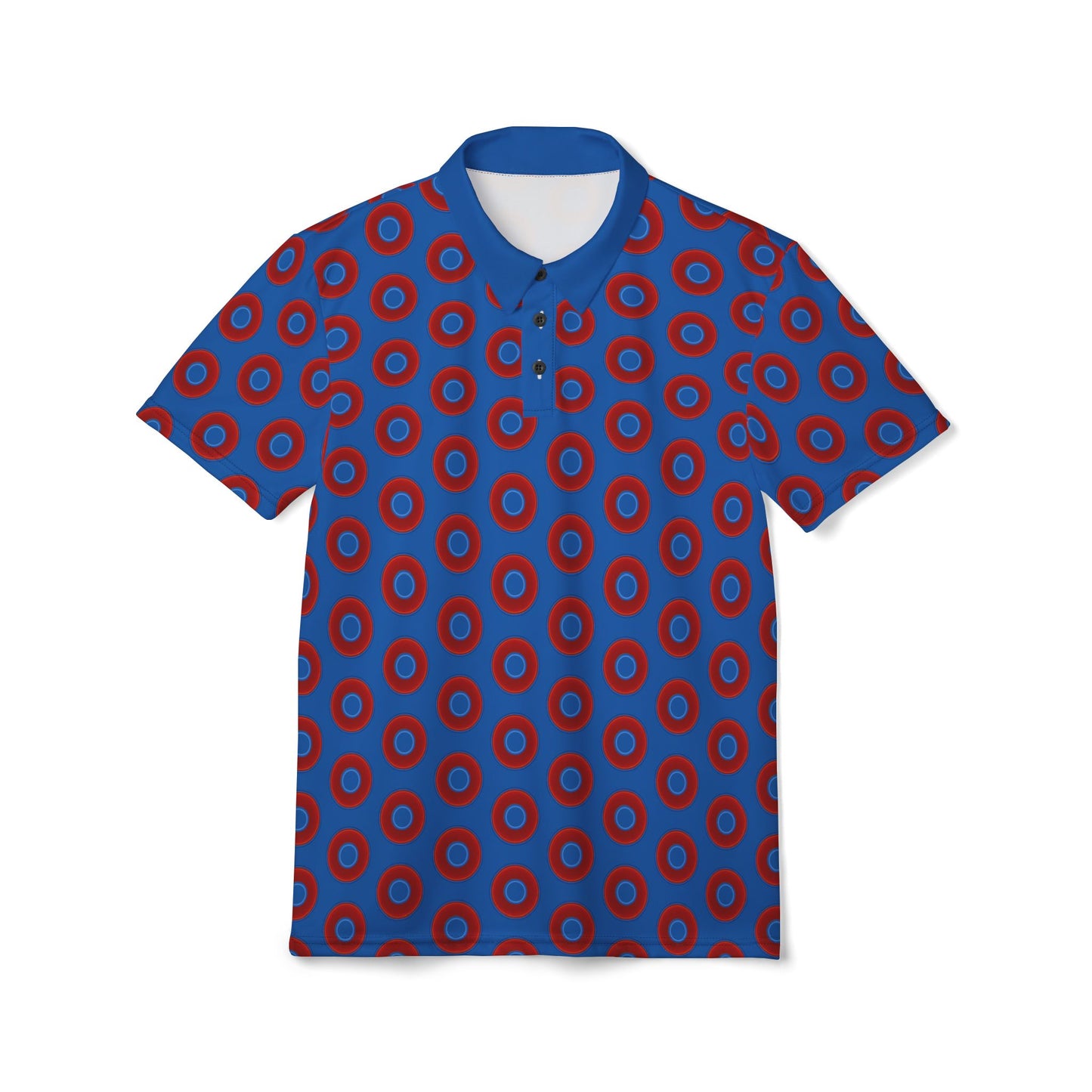 AOP Donut Polo - vivid donut print w/dark royal blue background [unisex]