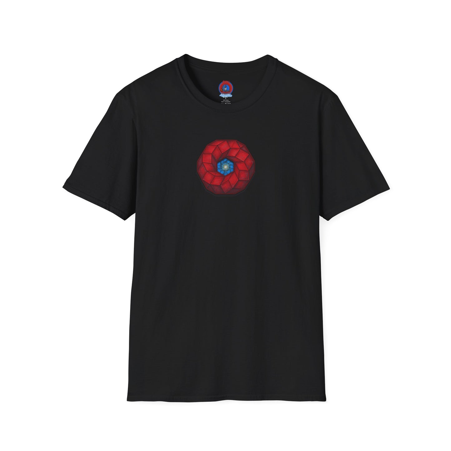Classic Donut Tee - Unisex Soft-Style - "The 9th Donut" - rustic red/blue cubed donut - variant 1