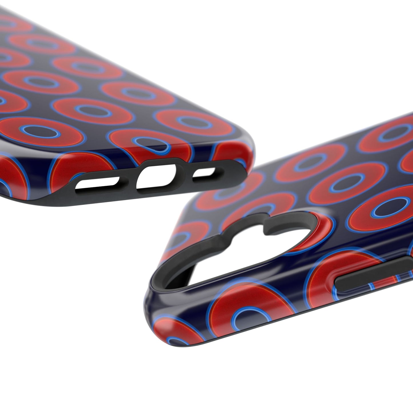 Impact-Resistant Lumpy Donut Case - red vivid donut print w/midnight blue background