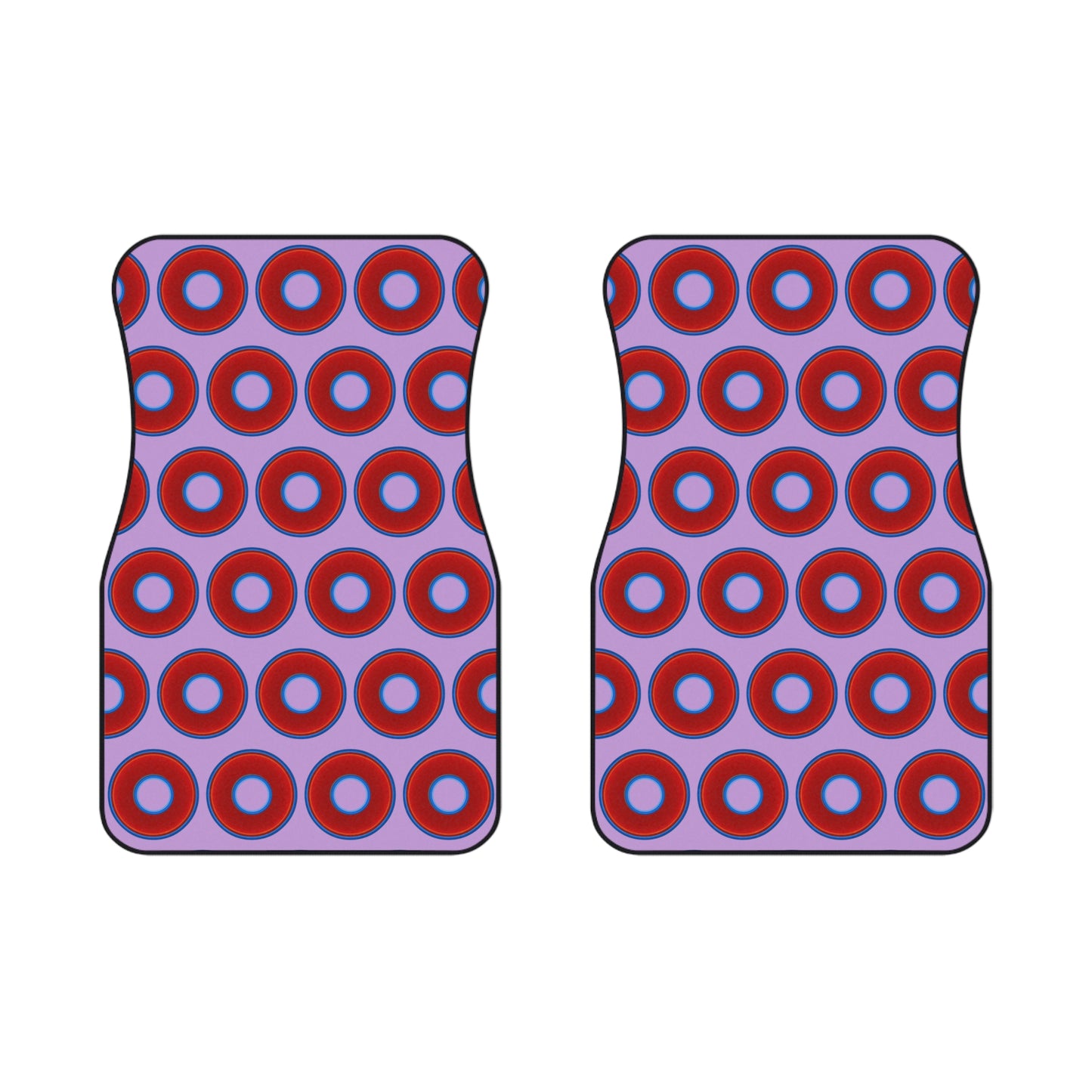 Contacted Car Mats - Set of 2/Front - vivid donut print w/wisteria purple background