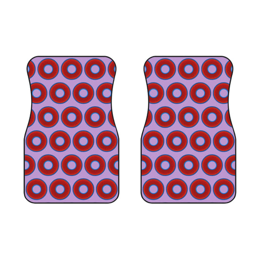 Contacted Car Mats - Set of 2/Front - vivid donut print w/wisteria purple background