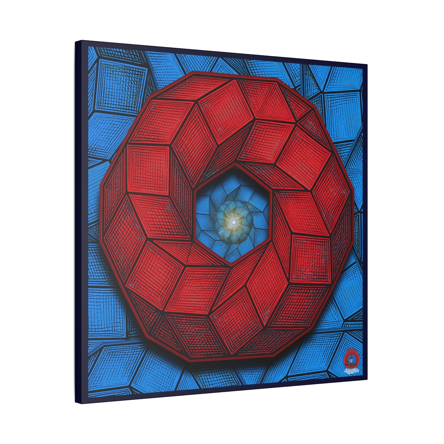 GIANT  Canvas [36" x 36"] - "The Cubalistic Donut" - red cubed donuts