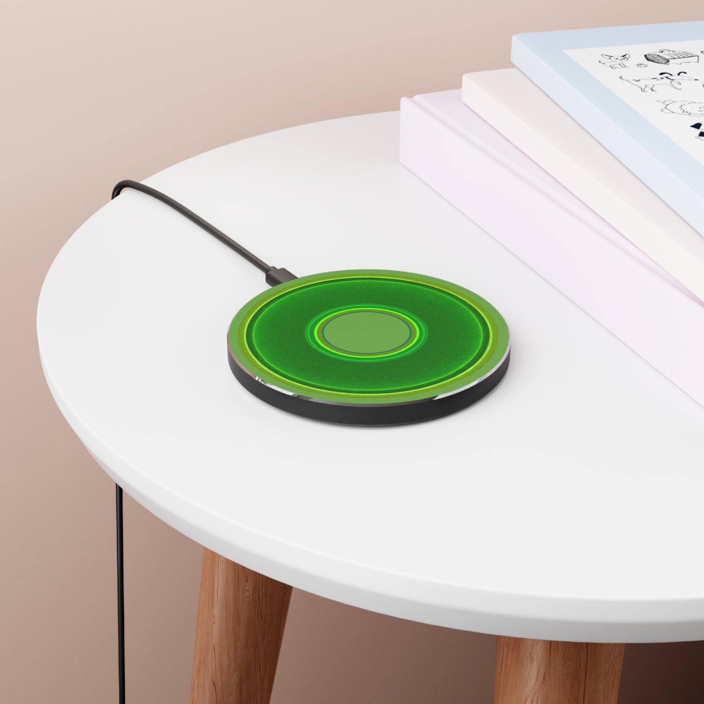 The Flow - Wireless Lumpy Donut Chargers - vivid green donut w/light green background