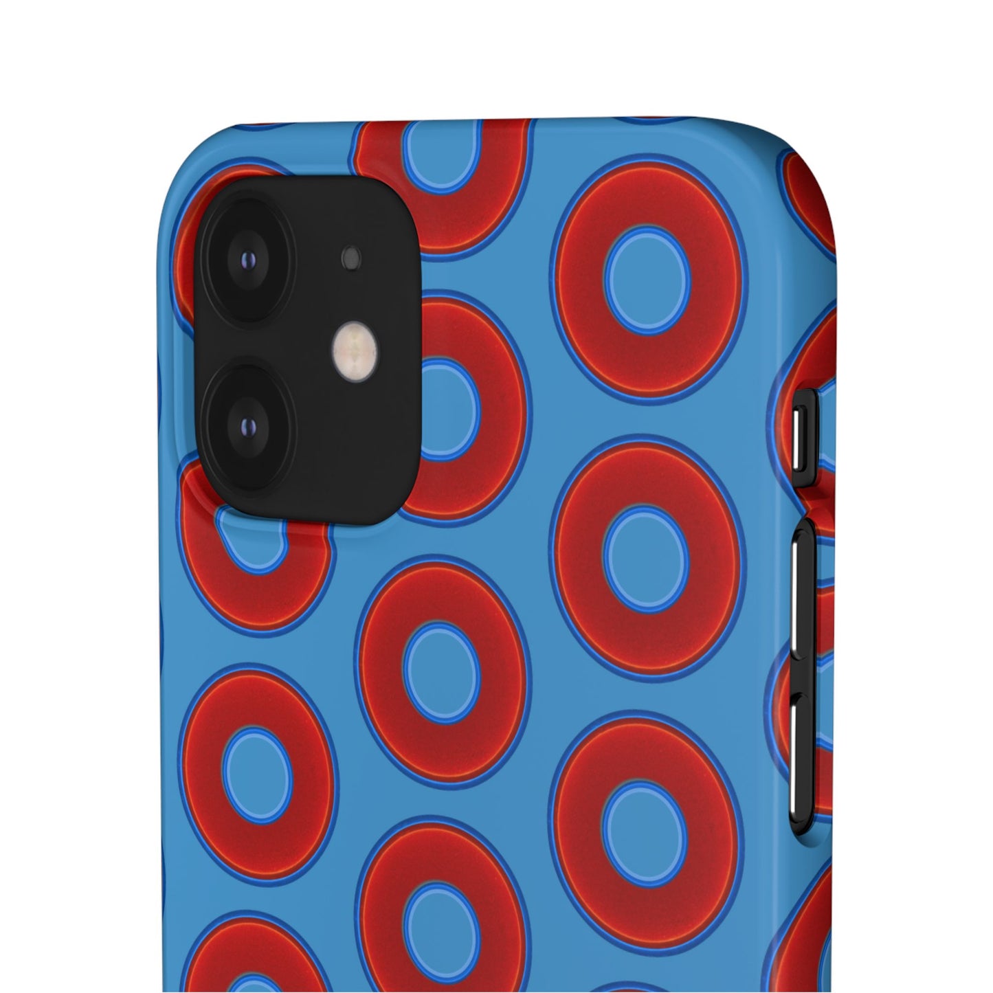 Lumpy Donut Snap Case - red vivid donut print w/light steel blue background