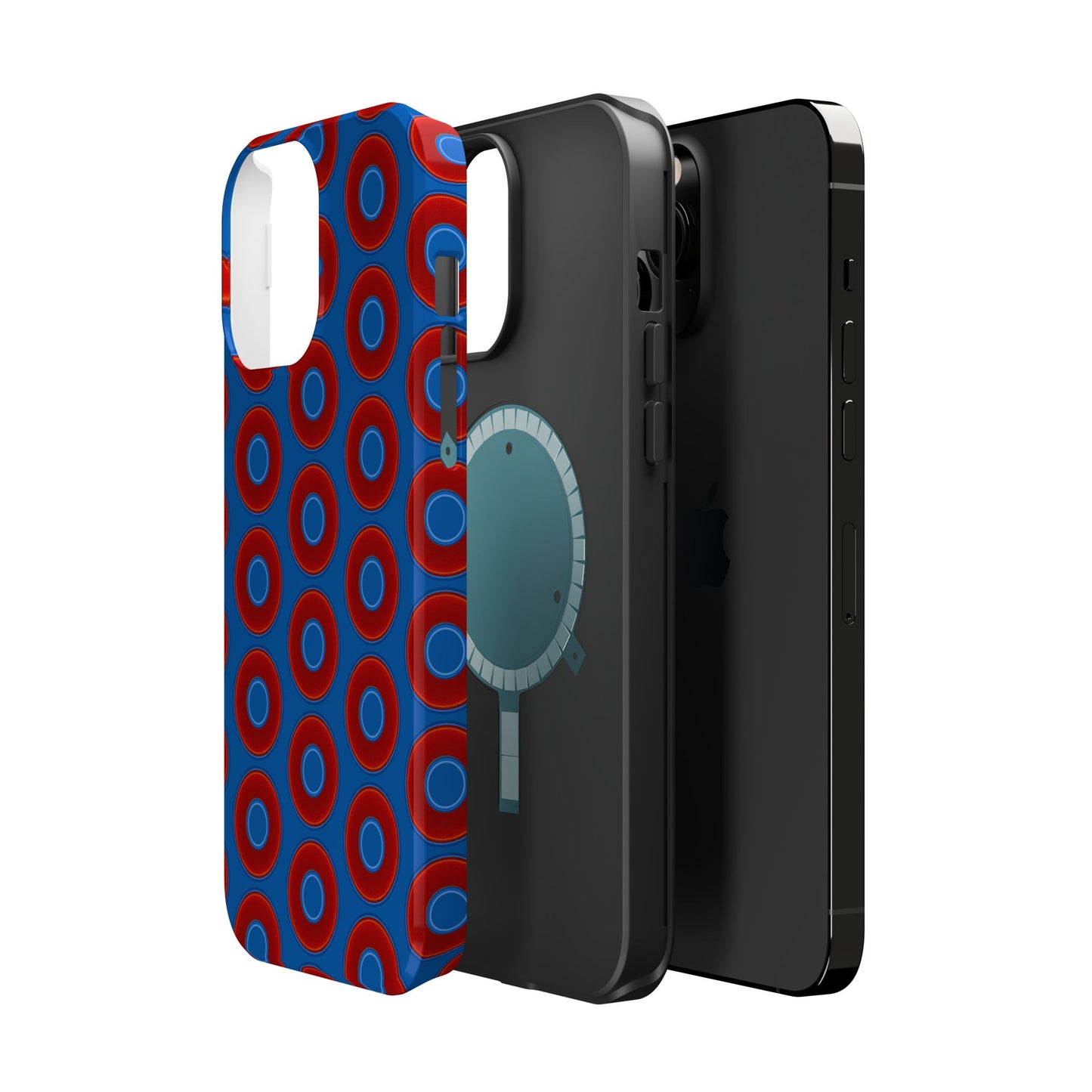 Magnetic Tough Donut Case - red vivid donut print w/dark royal blue background