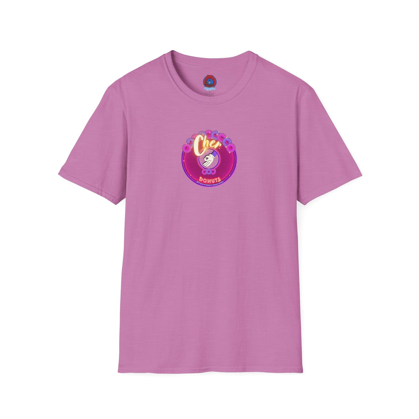 Classic Donut Tee - Unisex Soft-Style - "Chering is Caring Donut' - vivid magenta/purple donut
