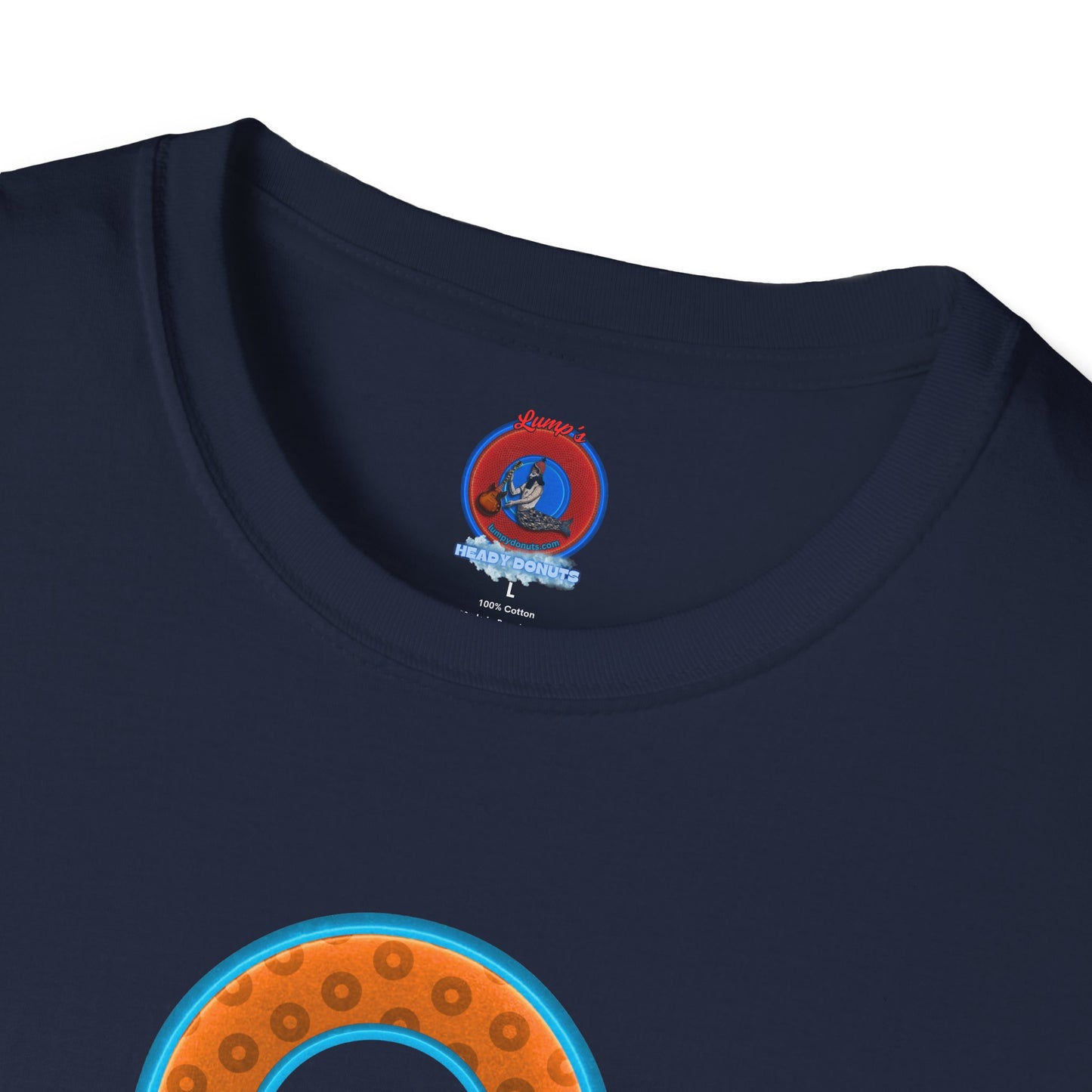 Plain Donuts/Unisex Soft-Style - "Plain Wide Mouthed Paradoxical Donuts" - orange/aquamarine blue donuts