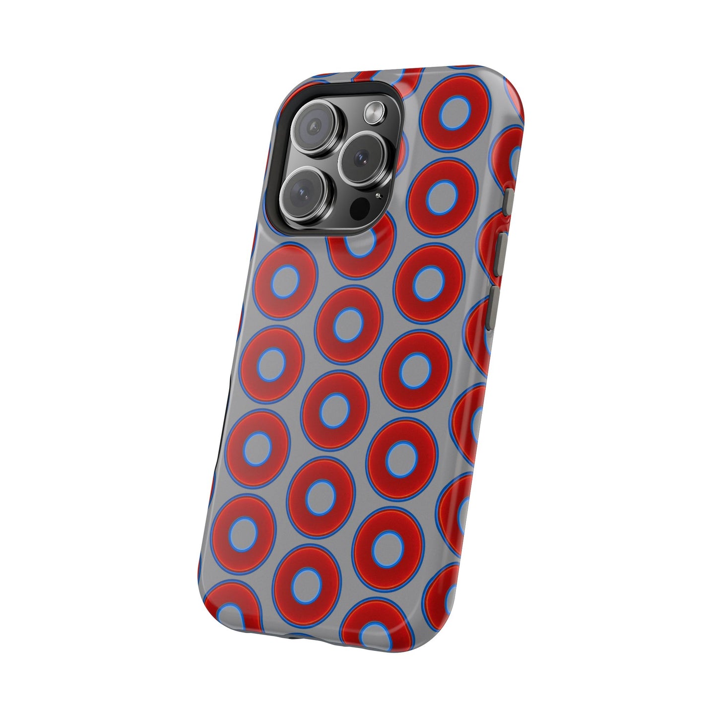 Magnetic Tough Donut Case - red vivid donut print w/gray background