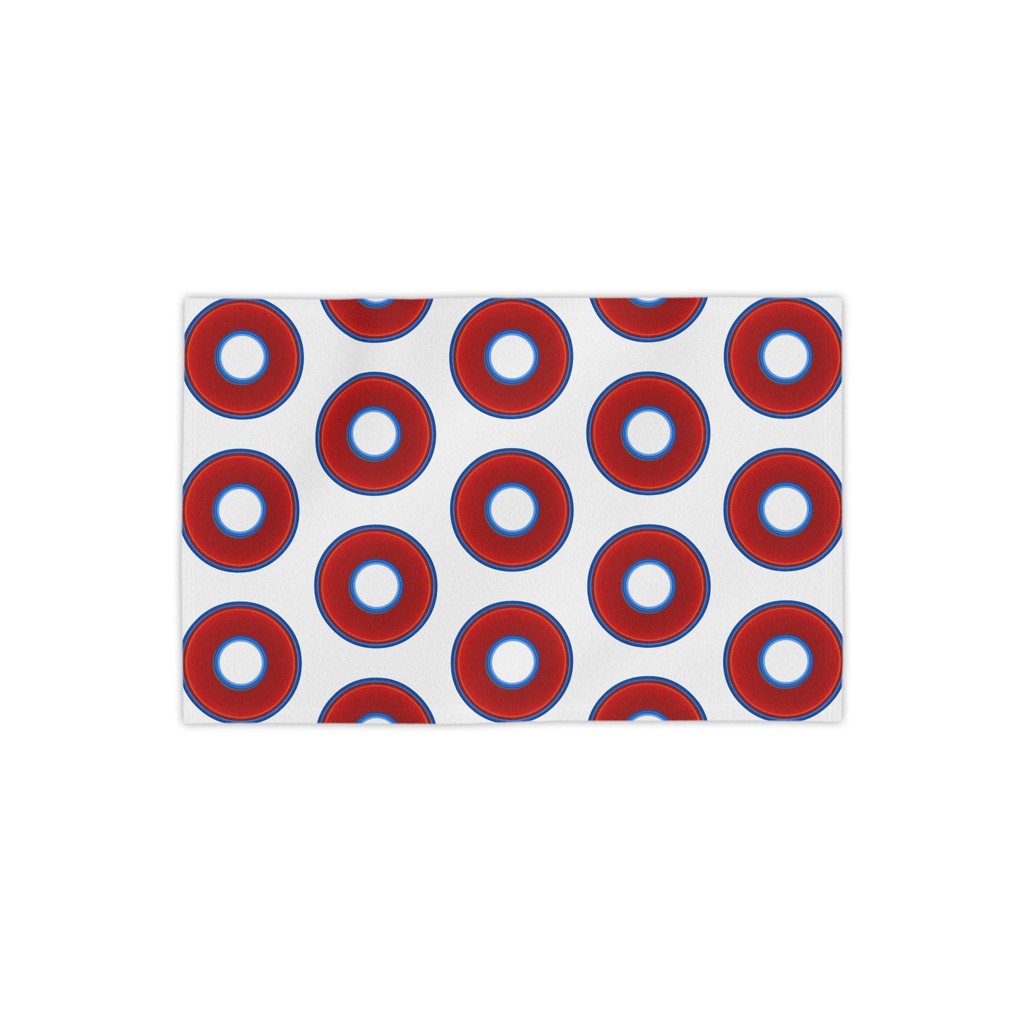 Lumpy Donut Towels - vivid red donuts w/white background