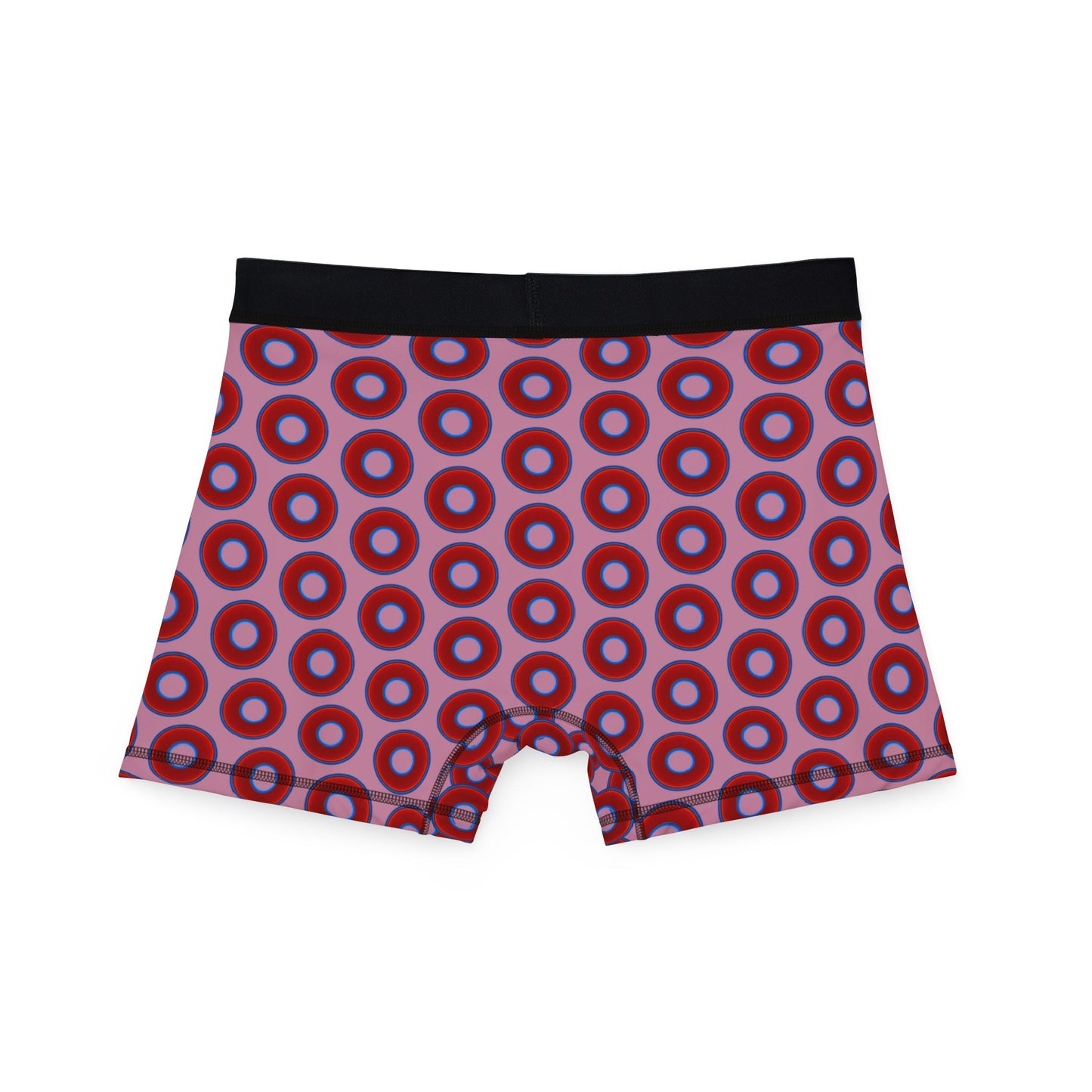 Men's Donut Boxers - red vivid donuts w/pale magenta background