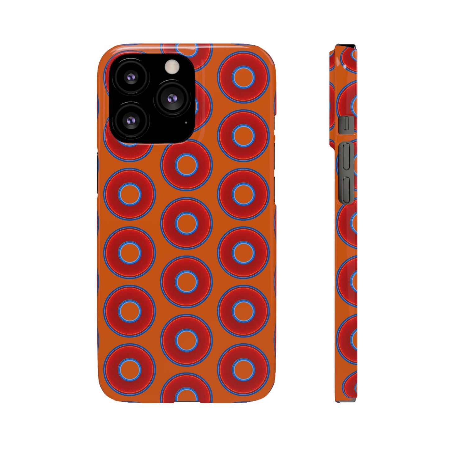 Lumpy Donut Snap Case - red vivid donut print w/dark orange background