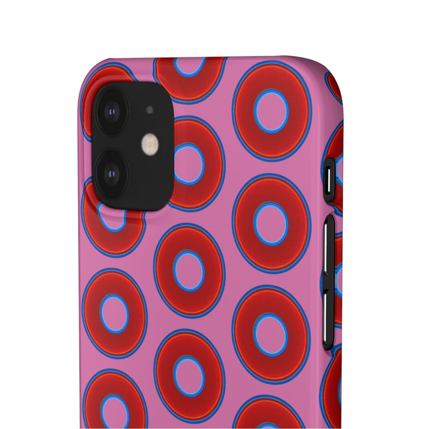 Lumpy Donut Snap Case - red vivid donut print w/light pink background