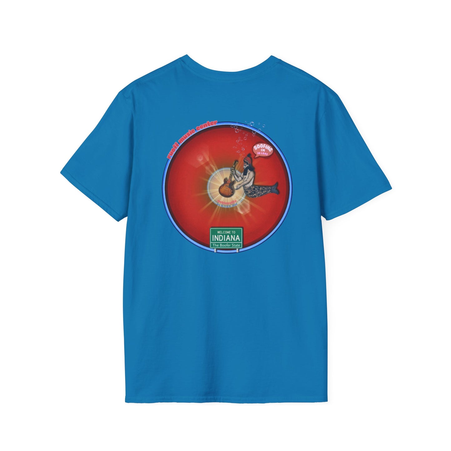 Classic Donut Tee - Unisex Soft-Style - "Indiana is for Boofers" - vivid red/blue plumpy donut - variant 1 - w/toppings