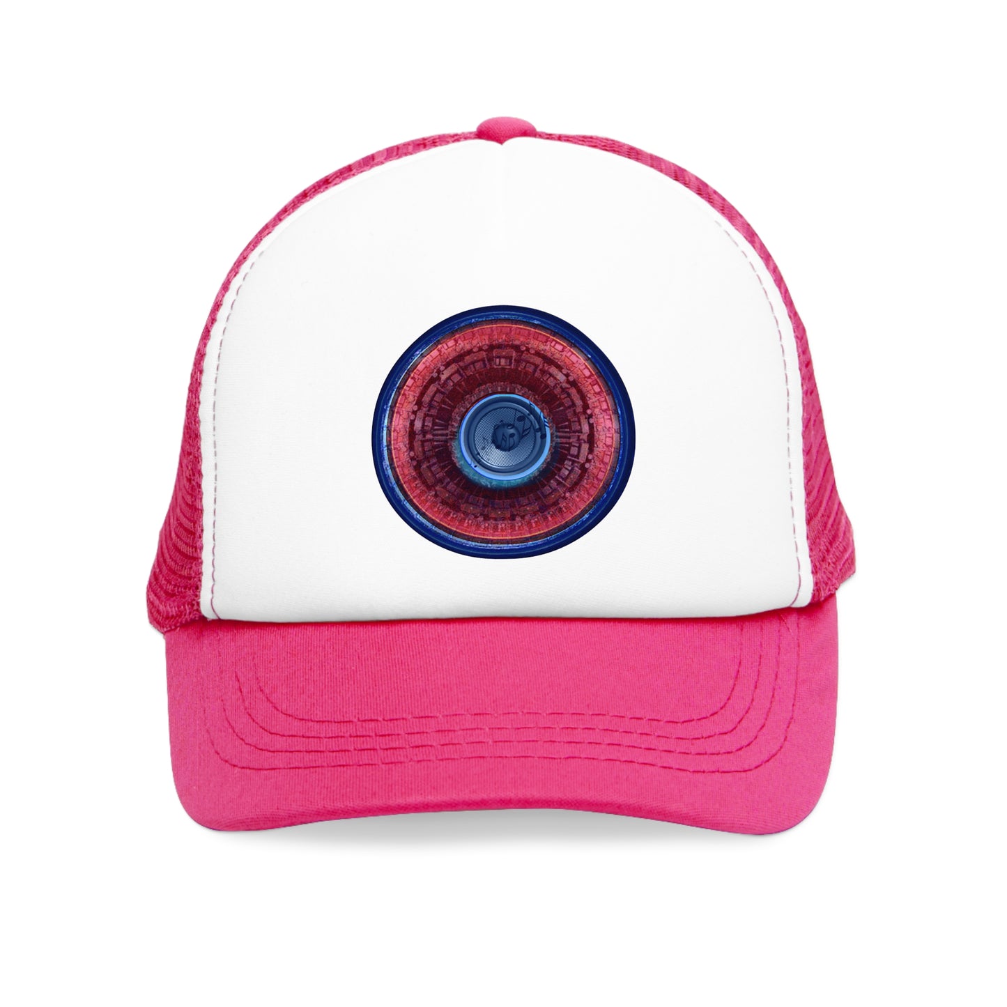 Lumpy Trucker Hat - "Fresh Plain Tube Donuts" - variant 1 - red/dark blue donut