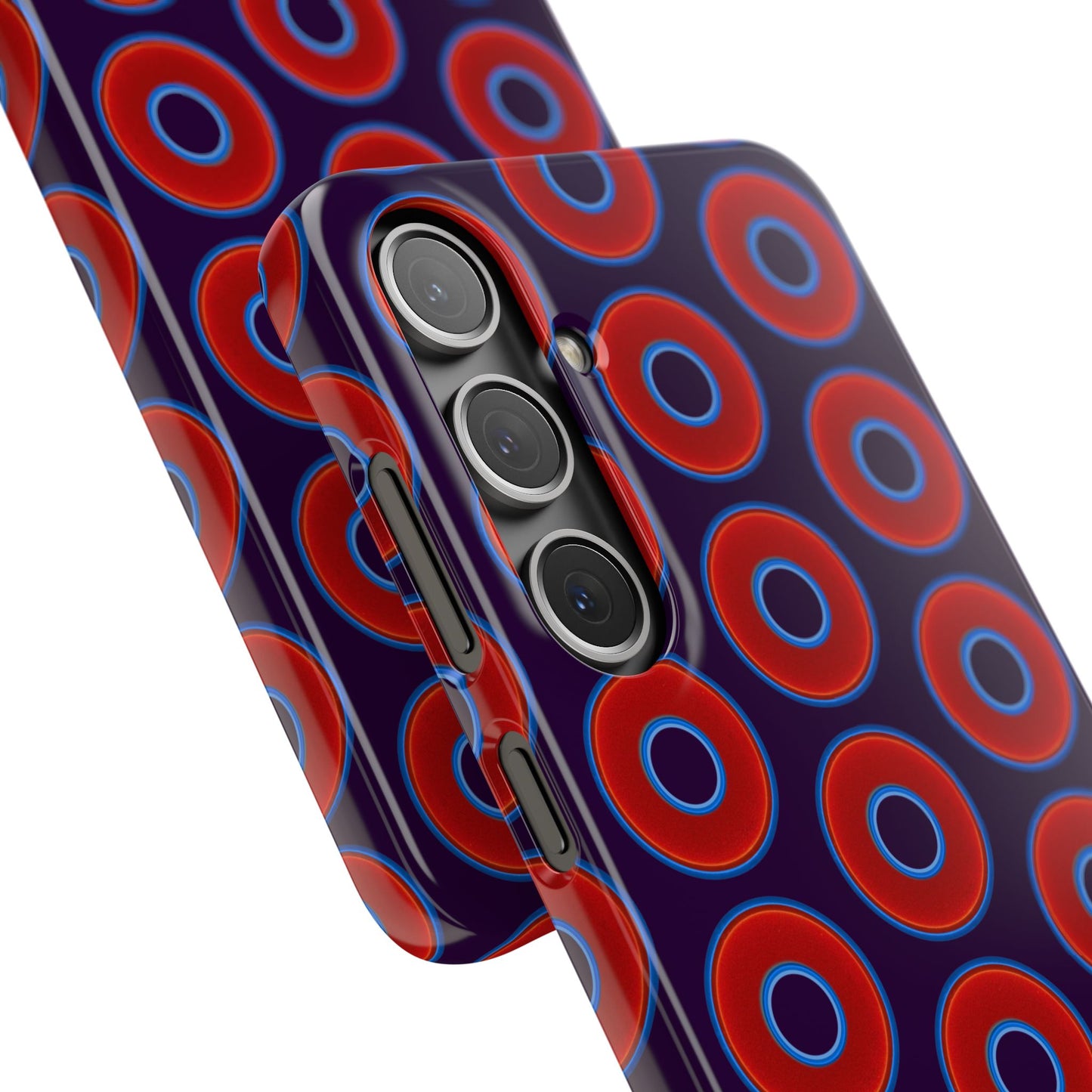 Lumpy Donut Snap Case - red vivid donut print w/midnight purple background