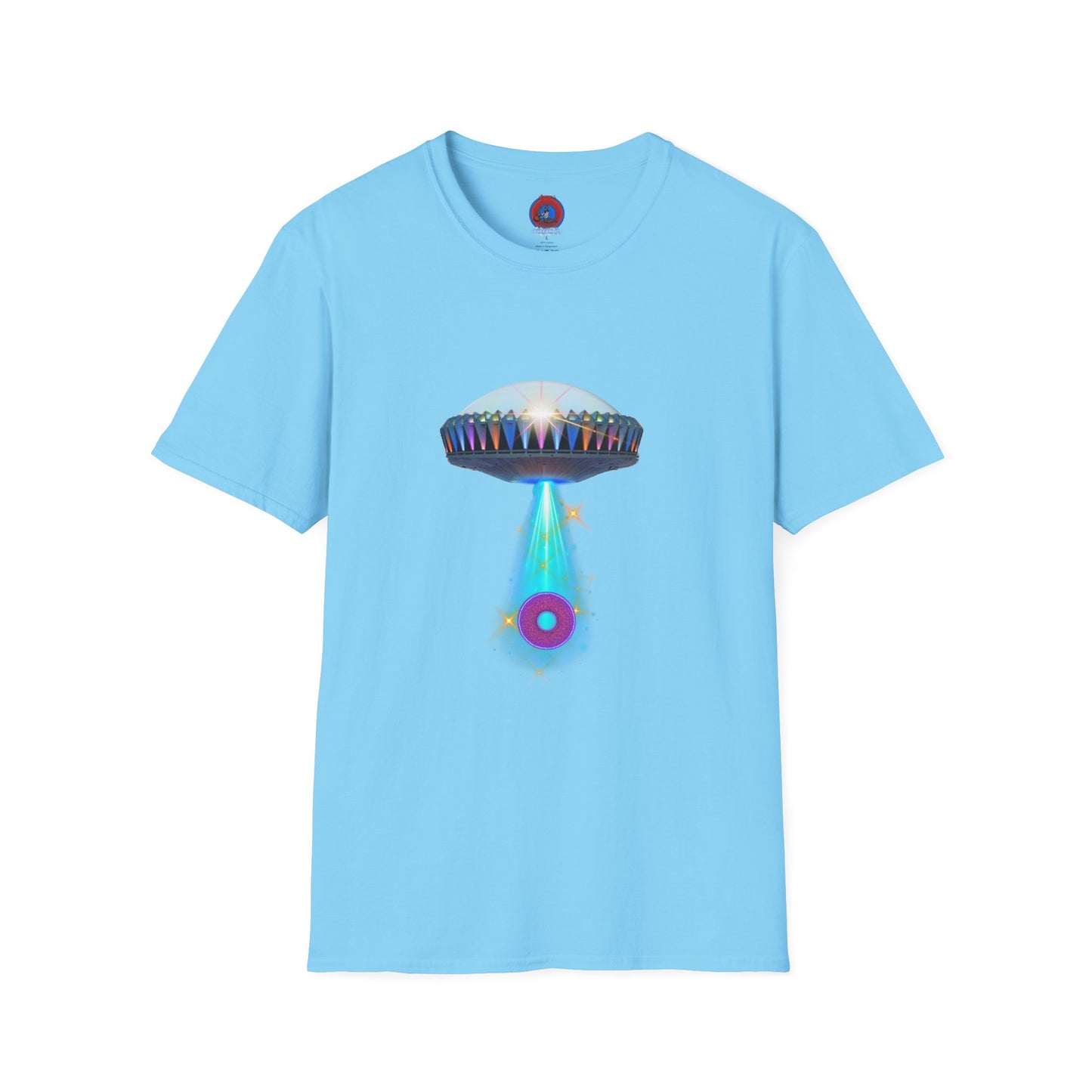 Classic Donut Tee - Unisex Soft-Style - "Donuts now Served on the Mothership" - series 1.0  - variant 6  - tractor-beamed donut