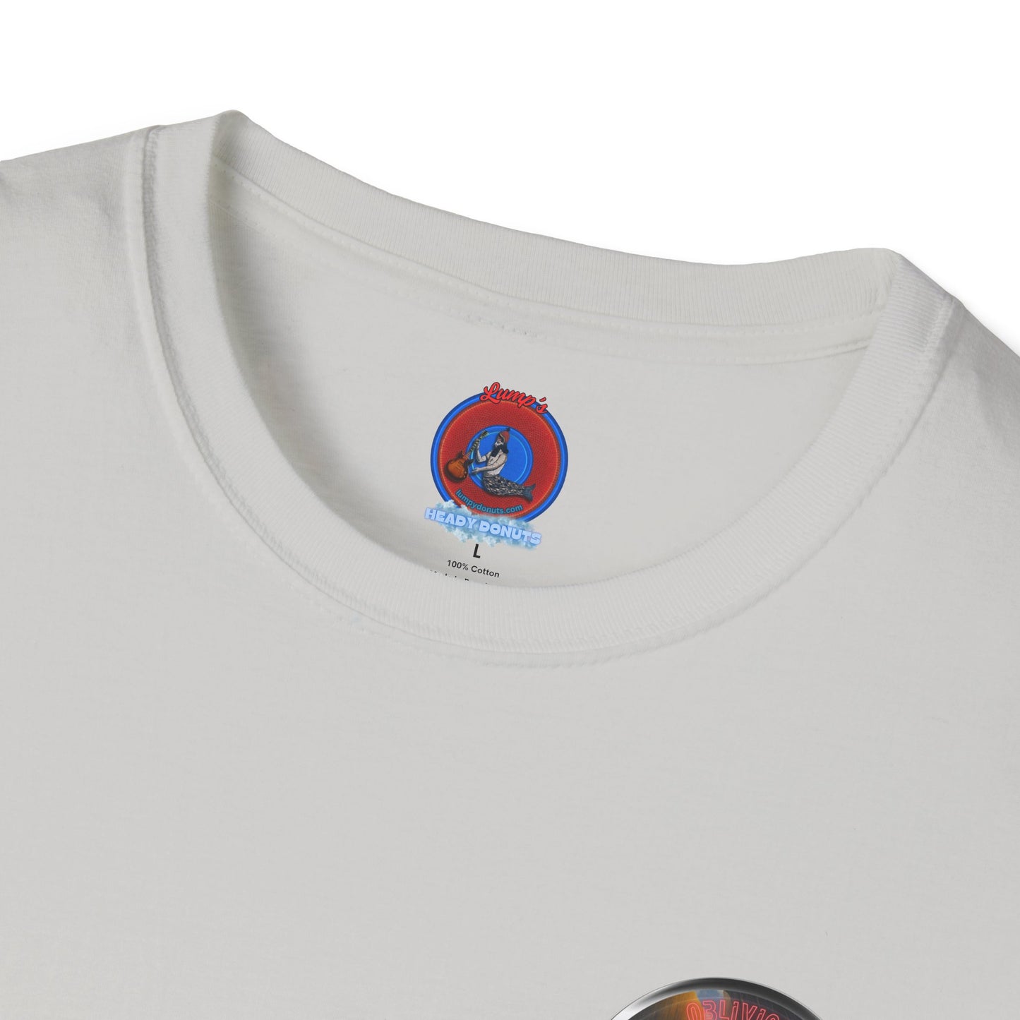 Classic Donut Tee - Unisex Soft-Style - "Donut Splashed in Oil" - picture donut [*charitable donut]