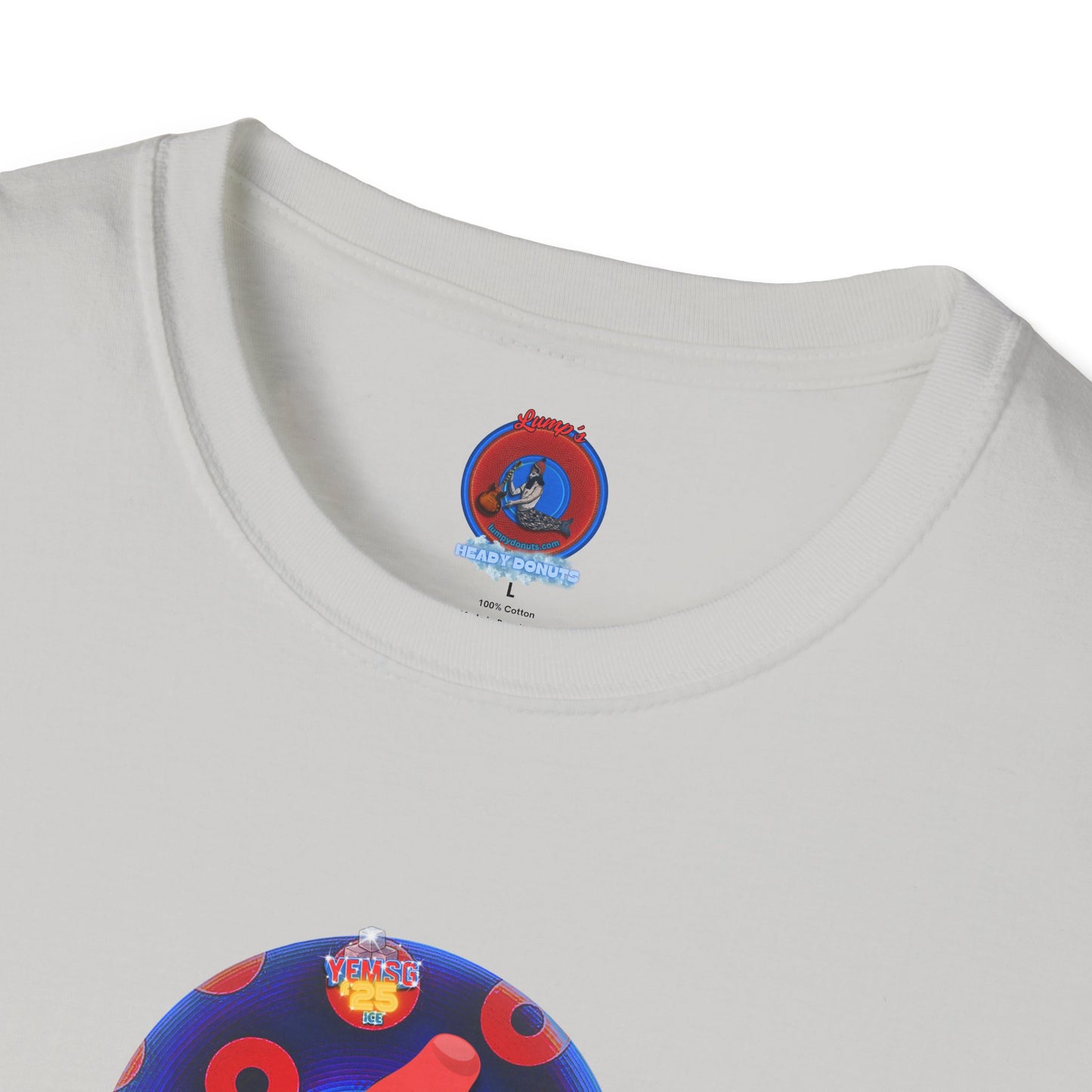 Classic Donut Tee - Unisex Soft-Style - "Blow this Popsicle Stand" - blue/red paradox bomb pop donut - variant 3