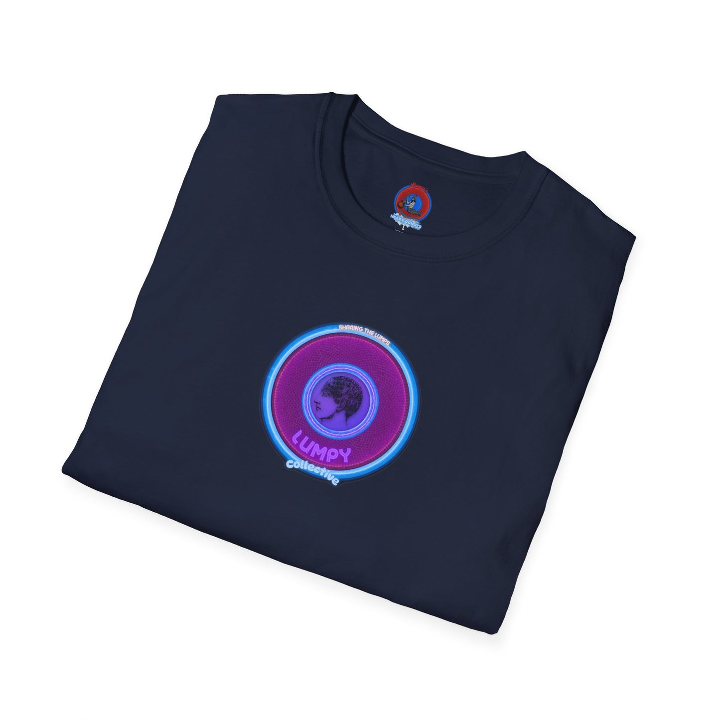 Classic Donut Tee - Unisex Soft-Style - "Lumpy Collective Donut" - rustic purple/light blue lumpy donut - variant 2