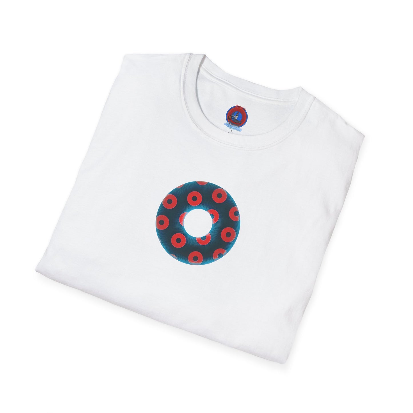 Plain Donuts/Unisex Soft-Style - "Plain Blimpy Paradoxical Donuts" - steel blue/red donuts
