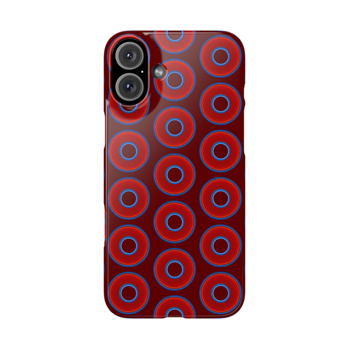 Lumpy Donut Snap Case - red vivid donut print w/dark red background