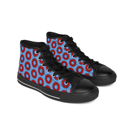 Men's Cushiony Convectors - High Tops - red vivid donuts w/light blue background