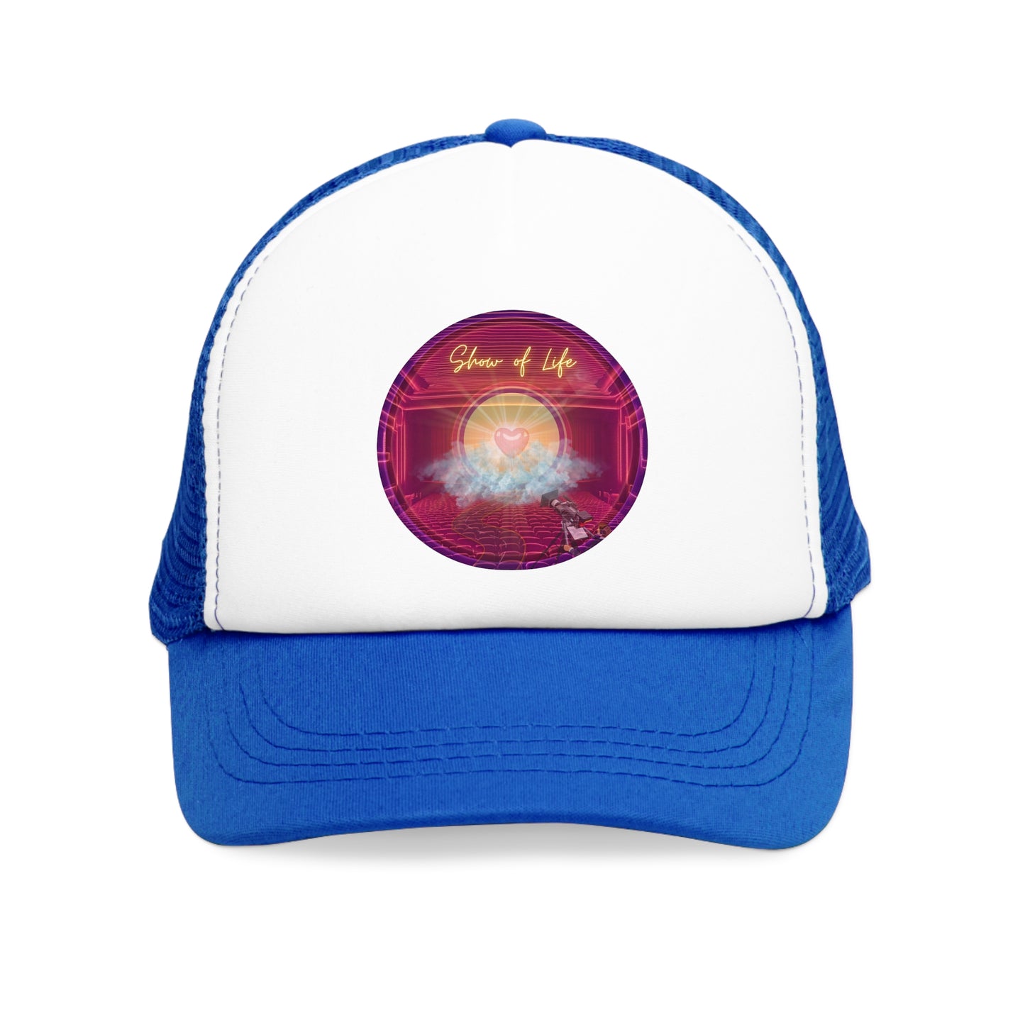 Lumpy Trucker Hat - "The Show of Donuts" - magenta donut - variant 1