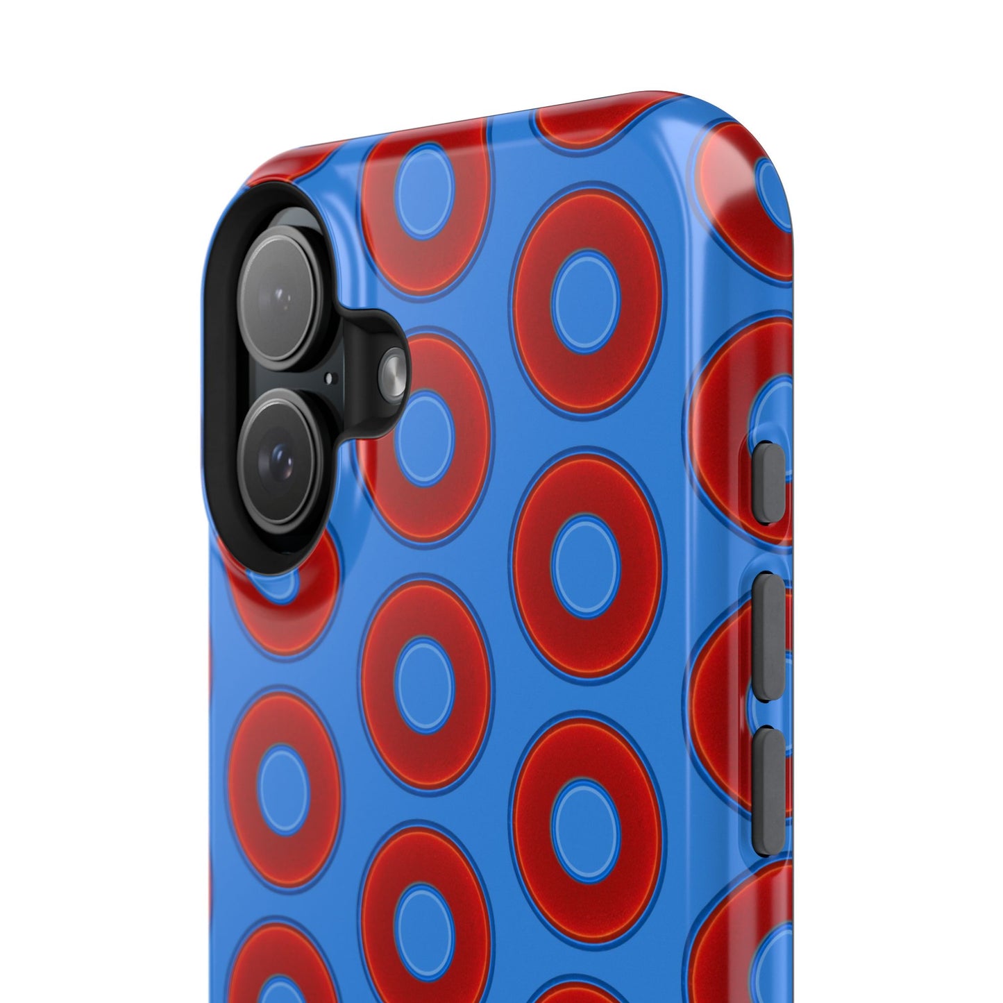 Impact-Resistant Lumpy Donut Case - red vivid donut print w/light royal blue background