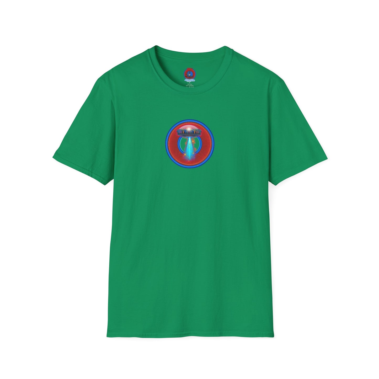 Classic Donut Tee - Unisex Soft-Style - "Donuts now Served on the Mothership" - red/blue donut