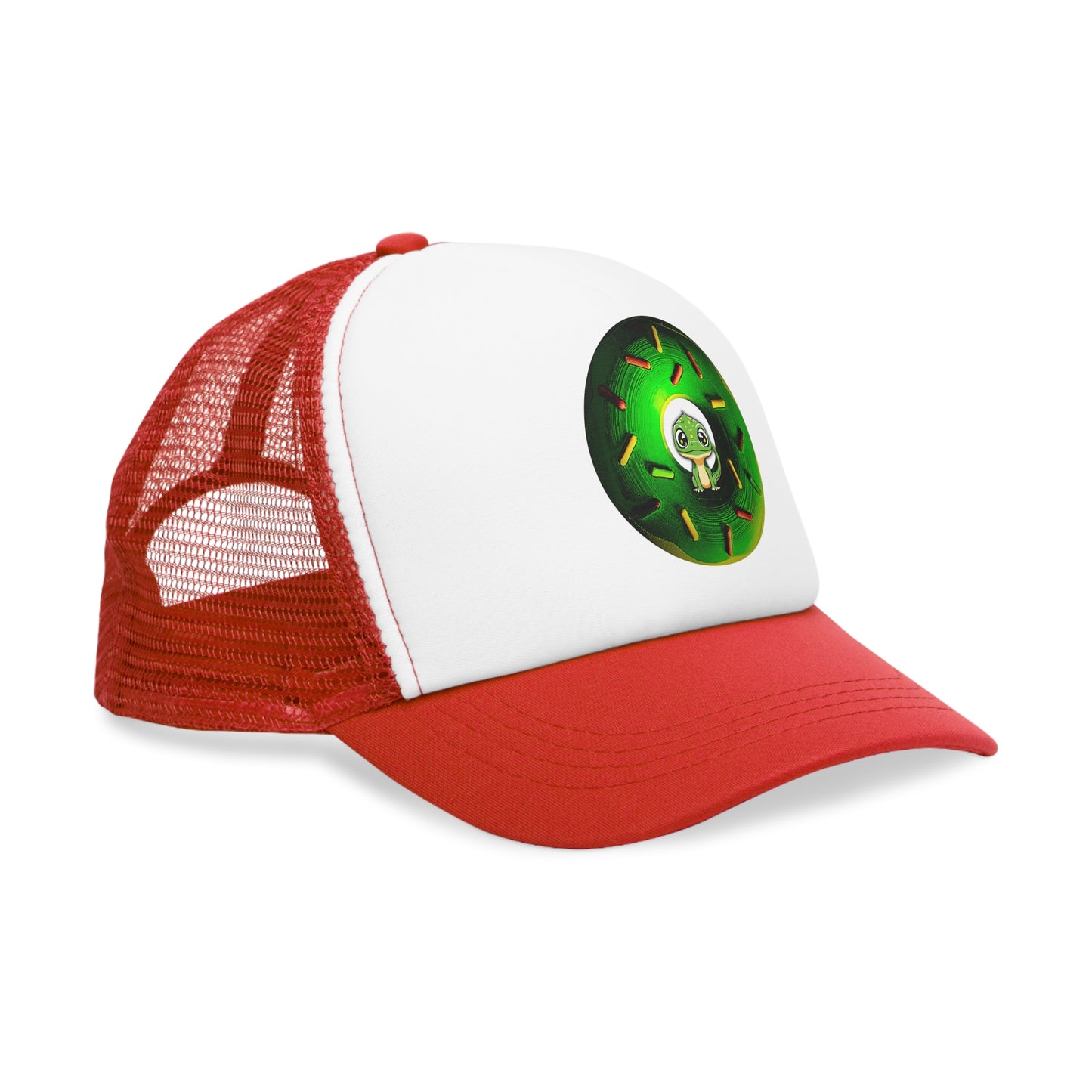 Lumpy Trucker Hat - "The Lizardful Donut" - green donut