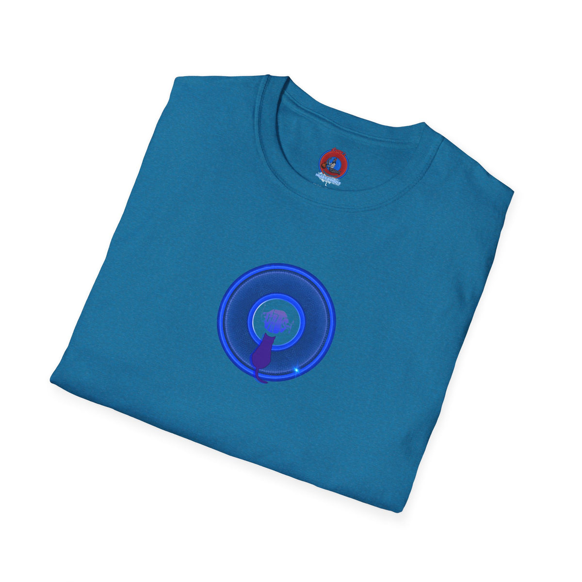Classic Donut Tee - Unisex Soft-Style - "Cats: The Donut" - rustic blue/blue donut - variant 1