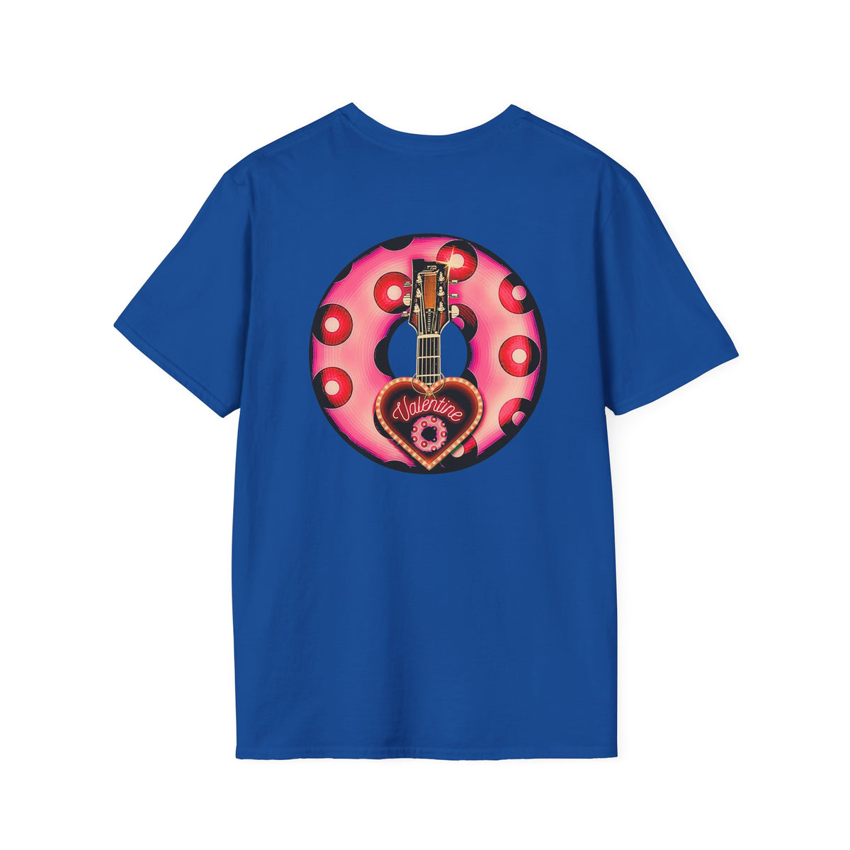 Classic Donut Tee - Unisex Soft-Style - "Would You Be My Donut?" - paradoxical faded magenta/red donut - variant 1